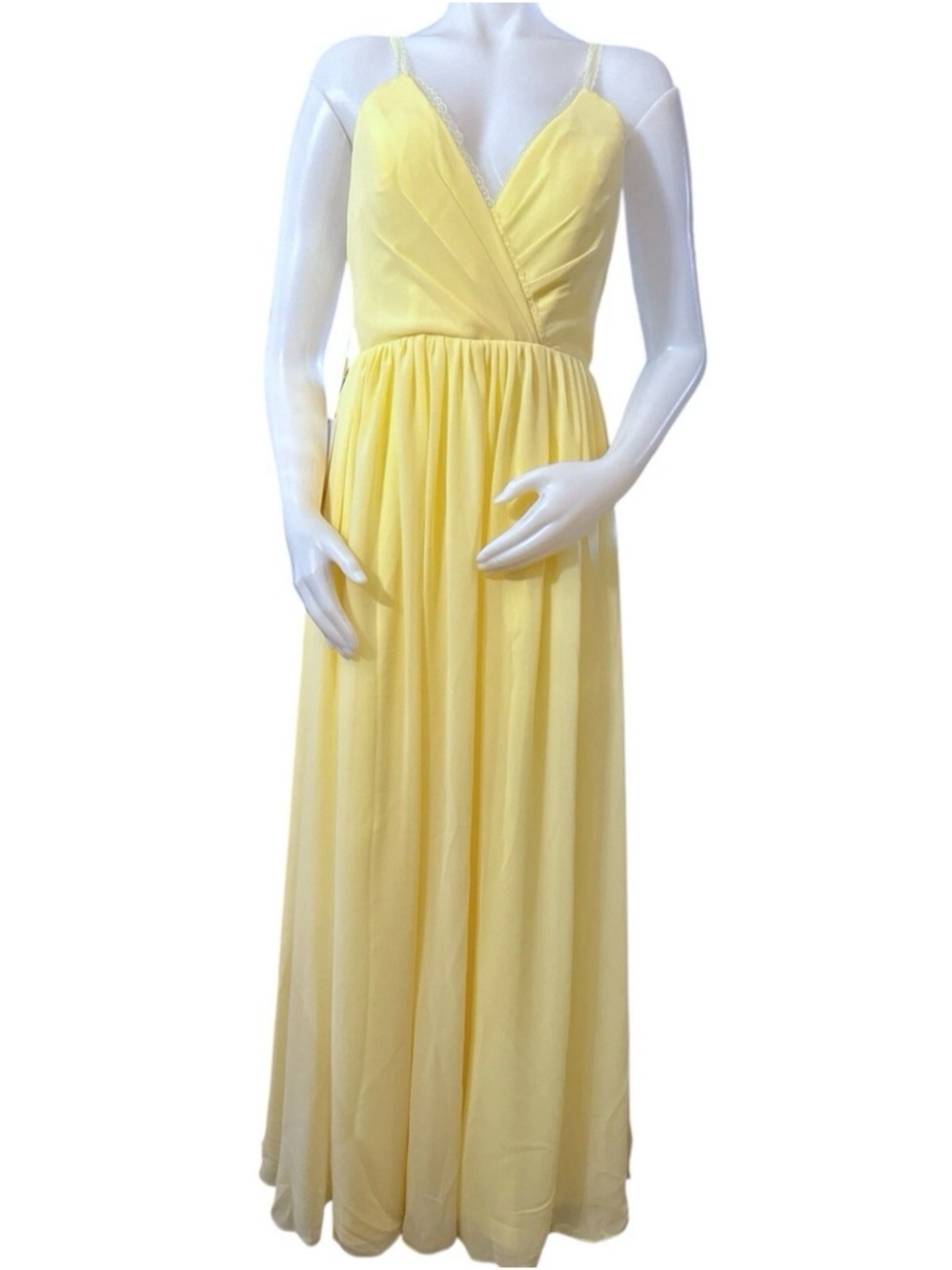 NWT Stacees Women's Yellow Lace Back Dress Romantic